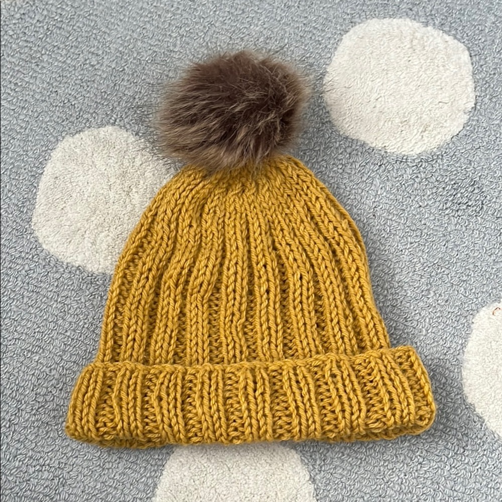Handmade Yellow Beanie with Pompom